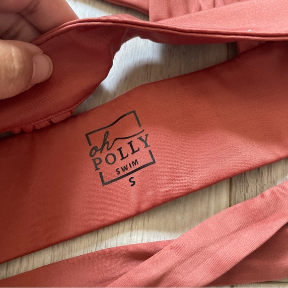 Oh Polly Tie Front Racerback Bikini Top Rust Orange (Small) - Picture 2 of 3